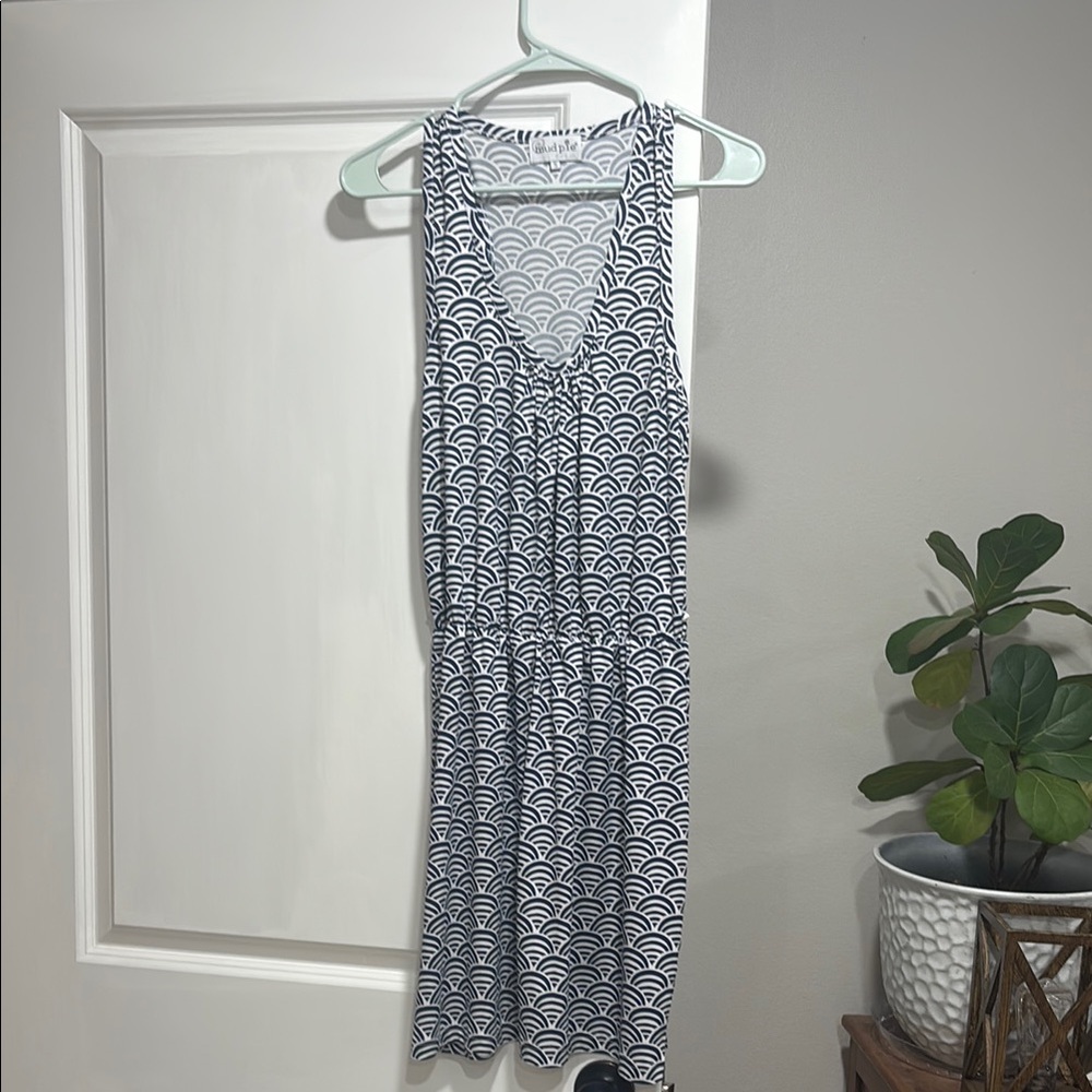 Mud Pie Black and White Scallop Midi Dress